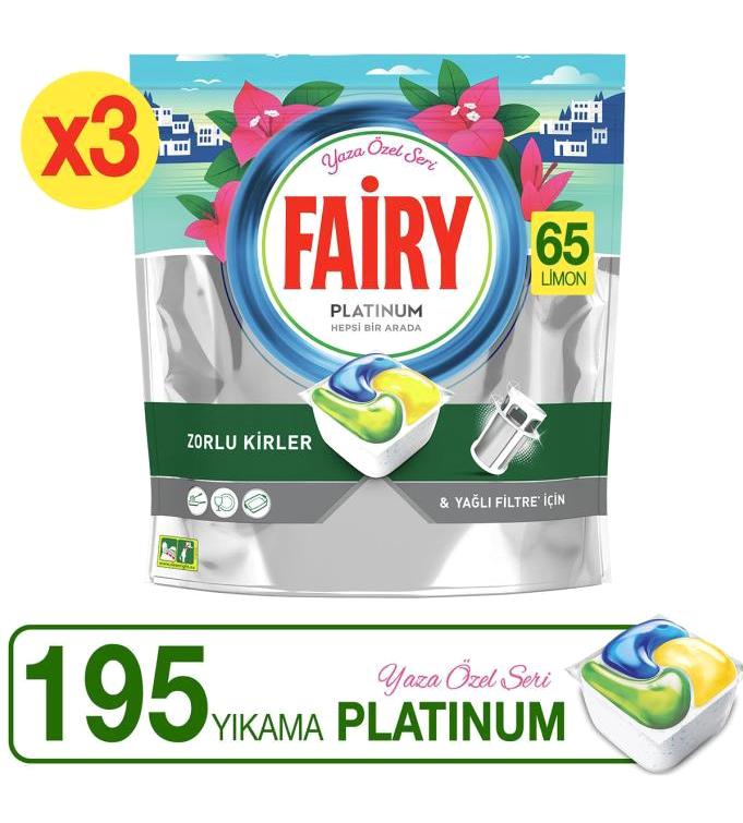 Fairy Platinum Tablet Bulaşık Makinesi Deterjanı 3x65 Adet