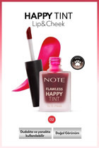 Note Flawless Happy Tint 02 Wild Cherry Islak Görünümlü Likit Allık