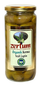 Zertum Organik Tuzlu Organik Yeşil Zeytin Kavanoz 475 gr