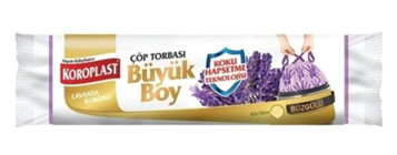 Koroplast Lavanta Kokulu Şeffaf Büzgülü Büyük Boy 80x110 cm Çöp Poşeti 10x25 Adet Mor