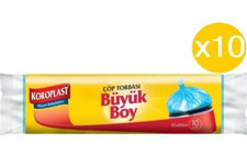 Koroplast Şeffaf Büzgülü Büyük Boy 65x80 cm Çöp Poşeti 10x10 Adet Mavi