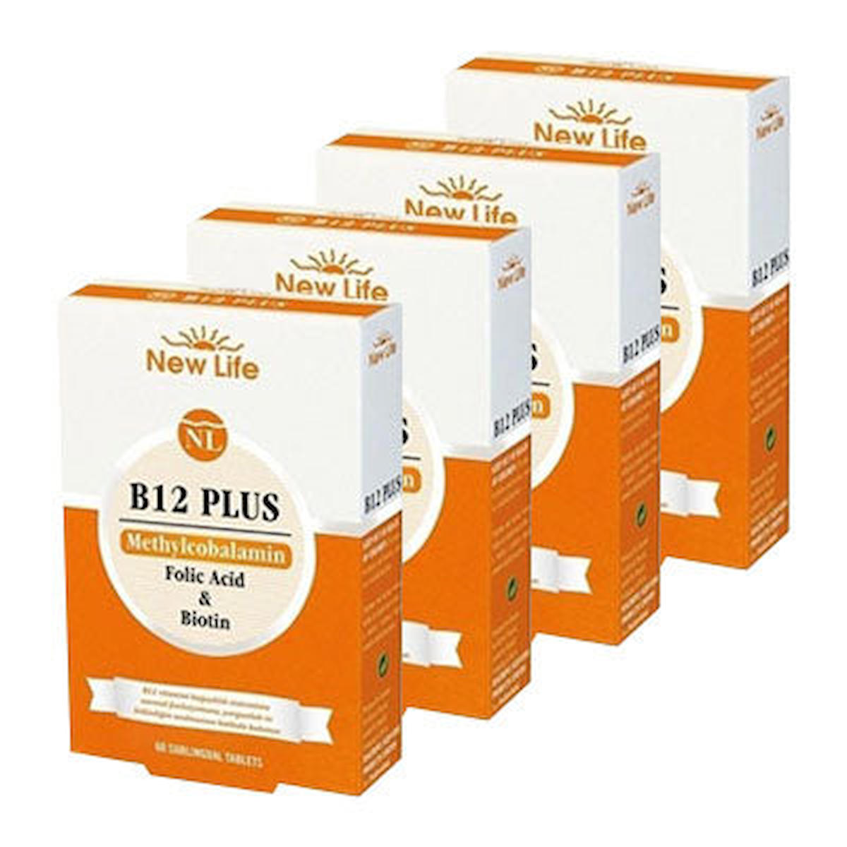 New Life B12 Plus Methylcobalamin Aromasız Yetişkin Vitamin 4x60 Adet Tablet