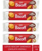 Lotus Biscoff Sandwich Sütlü Çikolata Kremalı Bisküvi 4x150 gr