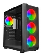 Power Boost Vk-W001B RGB Mesh Sıvı Soğutmalı 4 Fanlı Siyah Dikey Mid Tower Oyuncu Bilgisayar Kasası