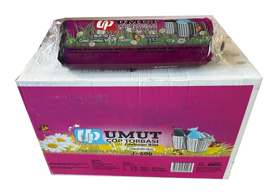 Umut Endustriyel Jumbo Boy 80x110 cm Çöp Poşeti 200 adet Siyah