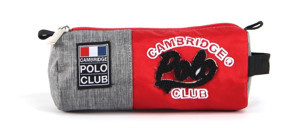 Cambridge Polo Club Kırmızı Baskılı Bez Tek Gözlü Yazılı Silindir Cüzdan Kalemlik