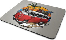 WuW Retro Araba Tatil Temalı 22x18 cm S Mousepad Çok Renkli