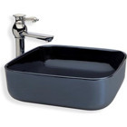 Lena E-4420L Dekoratif Tekli 39.5 cm Porselen Tezgah Üstü Kare Lavabo Mavi