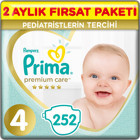 Prima Premium Care 4 Numara Göbek Oyuntulu Cırtlı Bebek Bezi 252 Adet