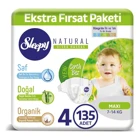 Sleepy Natural Ultra Hassas Maxi 4 Numara Organik Cırtlı Bebek Bezi 135 Adet