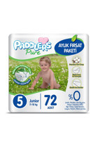 Paddlers Pure 5 Numara Organik Cırtlı Bebek Bezi 72 Adet