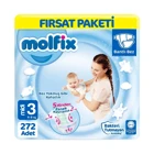 Molfix Midi 3 Numara Bantlı Bebek Bezi 4x68 Adet