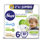 Sleepy Natural Ultra Hassas XL 6 Numara Organik Cırtlı Bebek Bezi 2x40 Adet