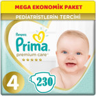 Prima Premium Care 4 Numara Cırtlı Bebek Bezi 230 Adet