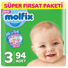 Molfix 3D Midi 3 Numara Bantlı Bebek Bezi 94 Adet