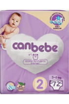 Canbebe 2 Numara Bantlı Bebek Bezi 72 Adet