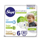 Sleepy Natural Ultra Hassas 6 Numara Organik Cırtlı Bebek Bezi 4x20 Adet