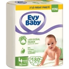 Evy Baby 3'lü Fırsat Paketi Maxi 4 Numara Cırtlı Bebek Bezi 180 Adet