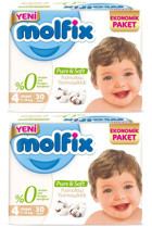 Molfix Pure & Soft 4 Numara Cırtlı Bebek Bezi 2x30 Adet