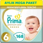 Prima Premium Care 6 Numara Cırtlı Bebek Bezi 168 Adet