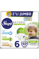 Sleepy Natural Ultra Hassas 6 Numara Organik Cırtlı Bebek Bezi 40 Adet