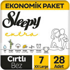 Sleepy Extra XXL 7 Numara Organik Cırtlı Bebek Bezi 28 Adet