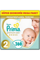 Prima Premium Care 2 Numara Cırtlı Bebek Bezi 360 Adet
