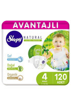 Sleepy Natural Ultra Hassas Maxi 4 Numara Organik Cırtlı Bebek Bezi 120 Adet