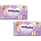 Canbebe Jumbo Paket Yenidoğan 1 Numara Bantlı Bebek Bezi 2x40 Adet