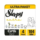 Sleepy Extra 4 Numara Organik Cırtlı Bebek Bezi 104 Adet