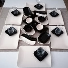 Keramika Siera 36 Parça 6 Kişilik Seramik Kahvaltı Takımı Beyaz-Siyah