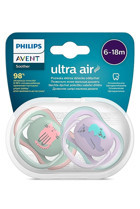 Philips Avent Ultra Air SCF085/18 6-18 Ay Delikli Ortodontik Yenidoğan Silikon 2'li Emzik Mor Yeşil