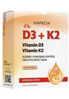 Viapecia Pro D3 + K2 Yetişkin Mineral 60 Adet