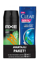 Axe Jungle Fresh Pudrasız Ter Önleyici Sprey Erkek Deodorant 150 ml + Clear Men Şampuan 180 ml