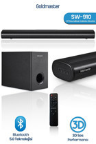 Goldmaster Sw-910 70 W Harici 30 W Subwooferlı Kablolu Bluetoothlu USB 2.1 Soundbar Siyah