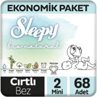 Sleepy Bio Natural 2 Numara Organik Göbek Oyuntulu Cırtlı Bebek Bezi 68 Adet