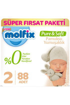 Molfix Pure&Soft 2 Numara Organik Cırtlı Bebek Bezi 88 Adet