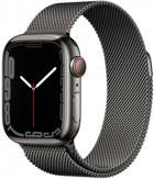 Apple Watch Series 7 Cellular Apple Uyumlu WatchOS Su Geçirmez 41 mm Metal Örgü Kordon Kare Unisex Sim Kartlı Akıllı Saat Siyah