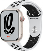 Apple Watch Nike Series 7 Cellular Apple Uyumlu WatchOS Su Geçirmez 45 mm Fluoro Elastomer Kauçuk Kordon Kare Unisex Sim Kartlı Akıllı Saat Beyaz