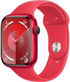Apple Watch Series 9 Apple Uyumlu WatchOS Su Geçirmez 45 mm Fluoro Elastomer Kauçuk Kordon Kare Unisex Akıllı Saat Kırmızı