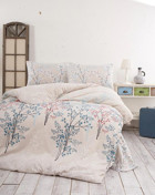 Komfort Home Ranforce Kışlık 160 x 220 cm Yaprak Tek Kişilik Nevresim Takımı Krem
