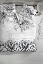 Altınbaşak Pamuk Dört Mevsim 200 x 220 cm Ağaç Çift Kişilik Nevresim Takımı Beyaz