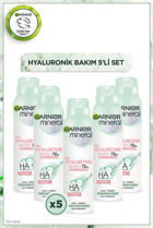 Garnier Mineral Hyaluronik Bakım Pudrasız Ter Önleyici Antiperspirant Sprey Kadın Deodorant 5x150 ml