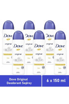 Dove Original Pudrasız Ter Önleyici Antiperspirant Sprey Kadın Deodorant 6x150 ml