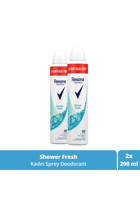 Rexona Shower Fresh Pudrasız Ter Önleyici Antiperspirant Sprey Kadın Deodorant 2x200 ml