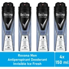 Rexona Men Invisible Ice Fresh Pudrasız Ter Önleyici Antiperspirant Sprey Erkek Deodorant 4x150 ml