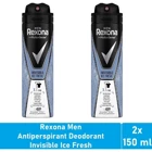 Rexona Men Invisible Ice Fresh Pudrasız Ter Önleyici Antiperspirant Sprey Erkek Deodorant 2x150 ml