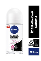 Nivea Black&White Invisible Clear Pudrasız Ter Önleyici Antiperspirant Roll-On Kadın Deodorant 150 ml