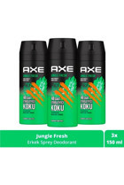Axe Jungle Fresh Pudrasız Sprey Erkek Deodorant 3x150 ml