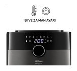 Arzum AR2074-B Airfryer 6 lt Tek Hazneli Led Ekranlı Sıcak Hava Fritözü Siyah